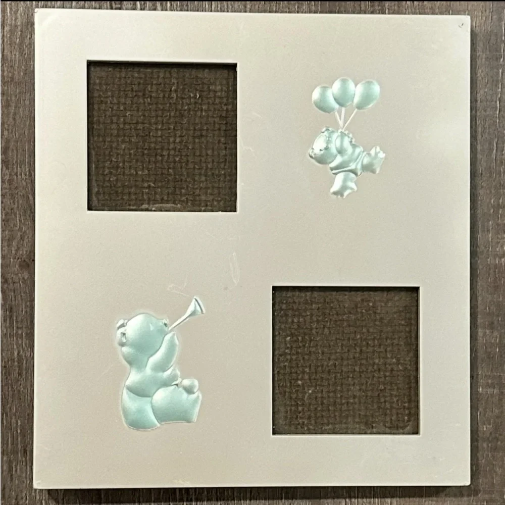 💞 6.5 Inch Square Silver 2-Photo Baby Picture Frame